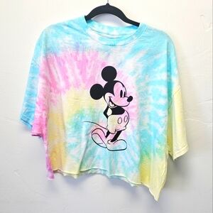 Disney Mickey Mouse 100% Cotton Colorful Tie-Dye Boxy Short Sleeves T-Shirt XL